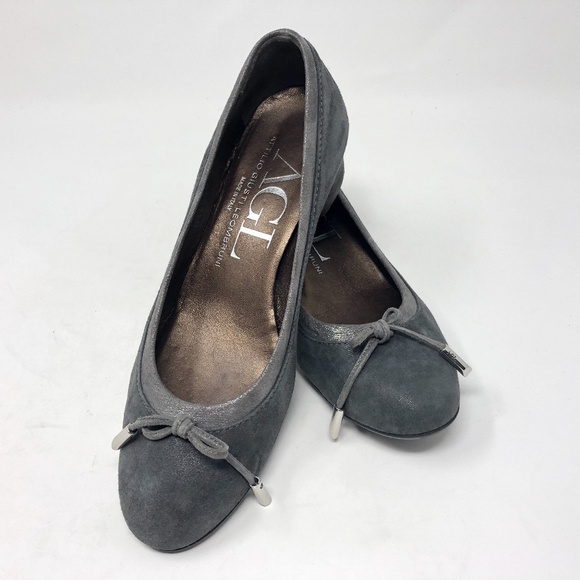 AGL Kristin Grey Suede Block Heels 37.5 - Picture 1 of 8